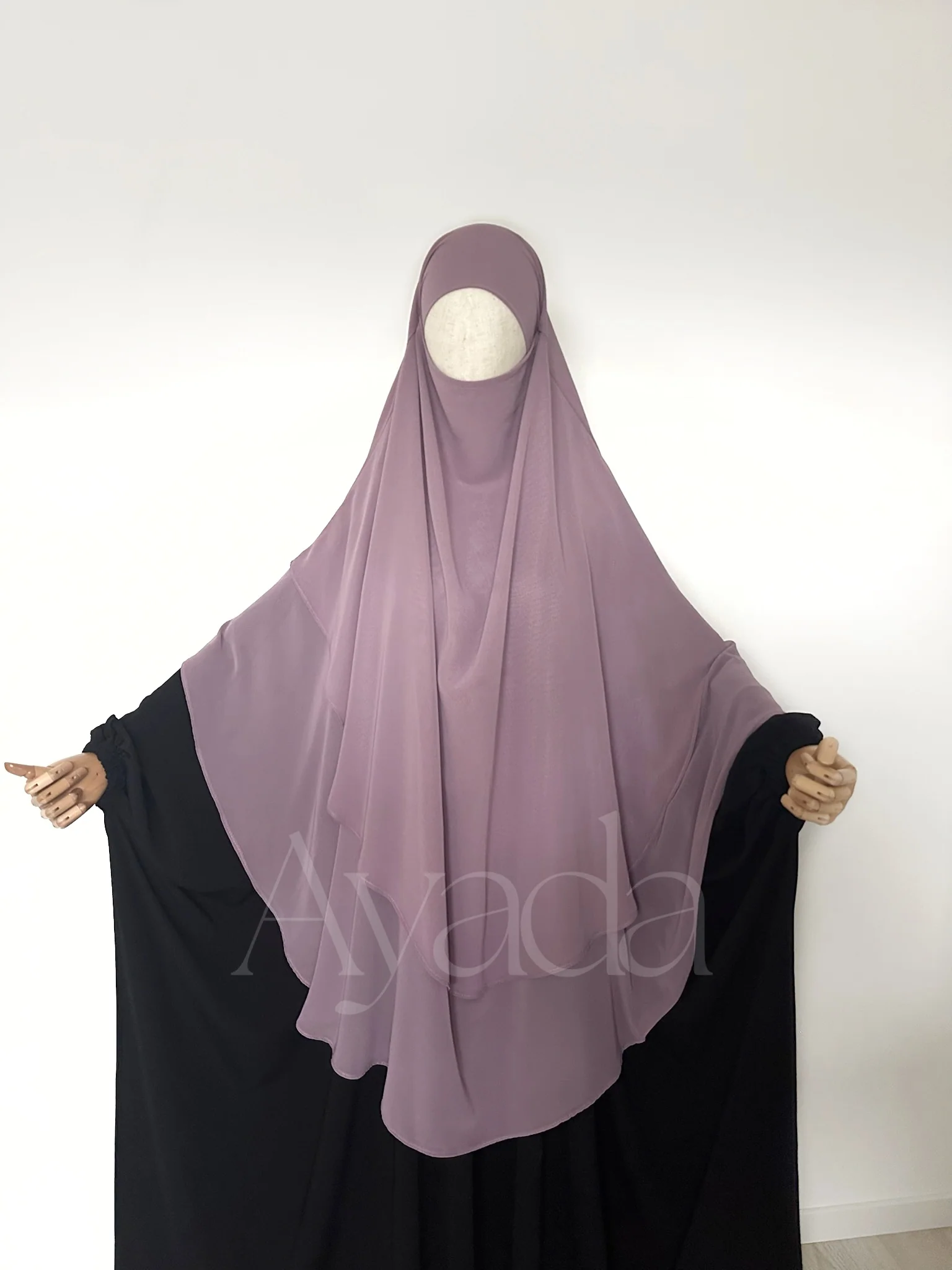 Khimar 2 voiles arrondi Mousseline - Image 11