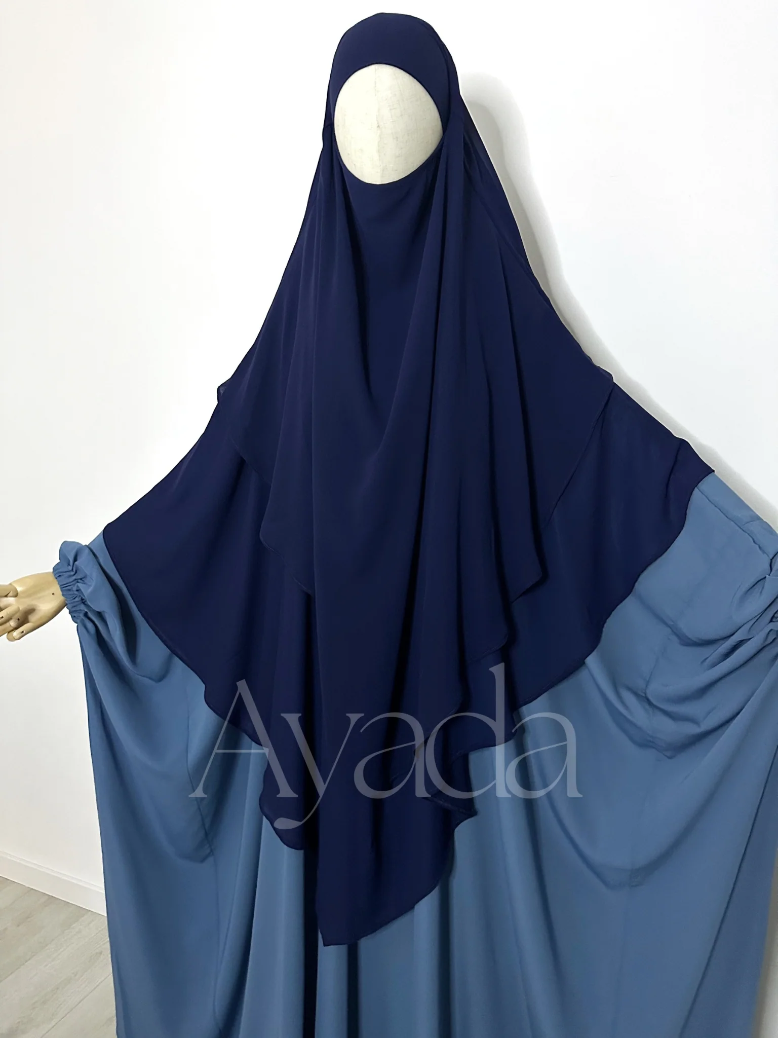 Khimar 2 voiles arrondi Mousseline - Image 19