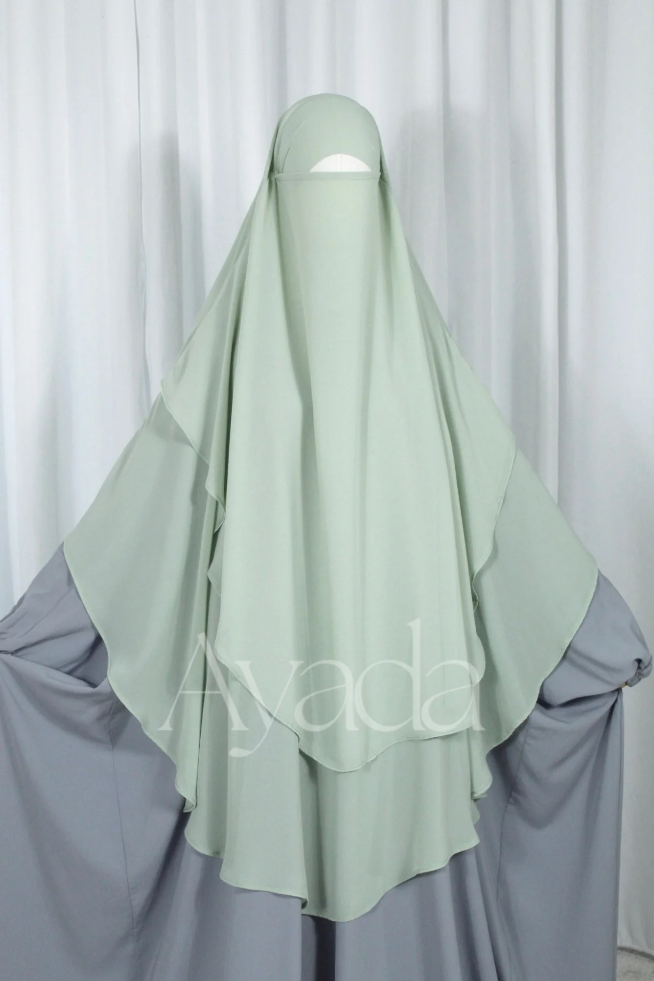 Khimar 2 voiles arrondi Mousseline - Image 28