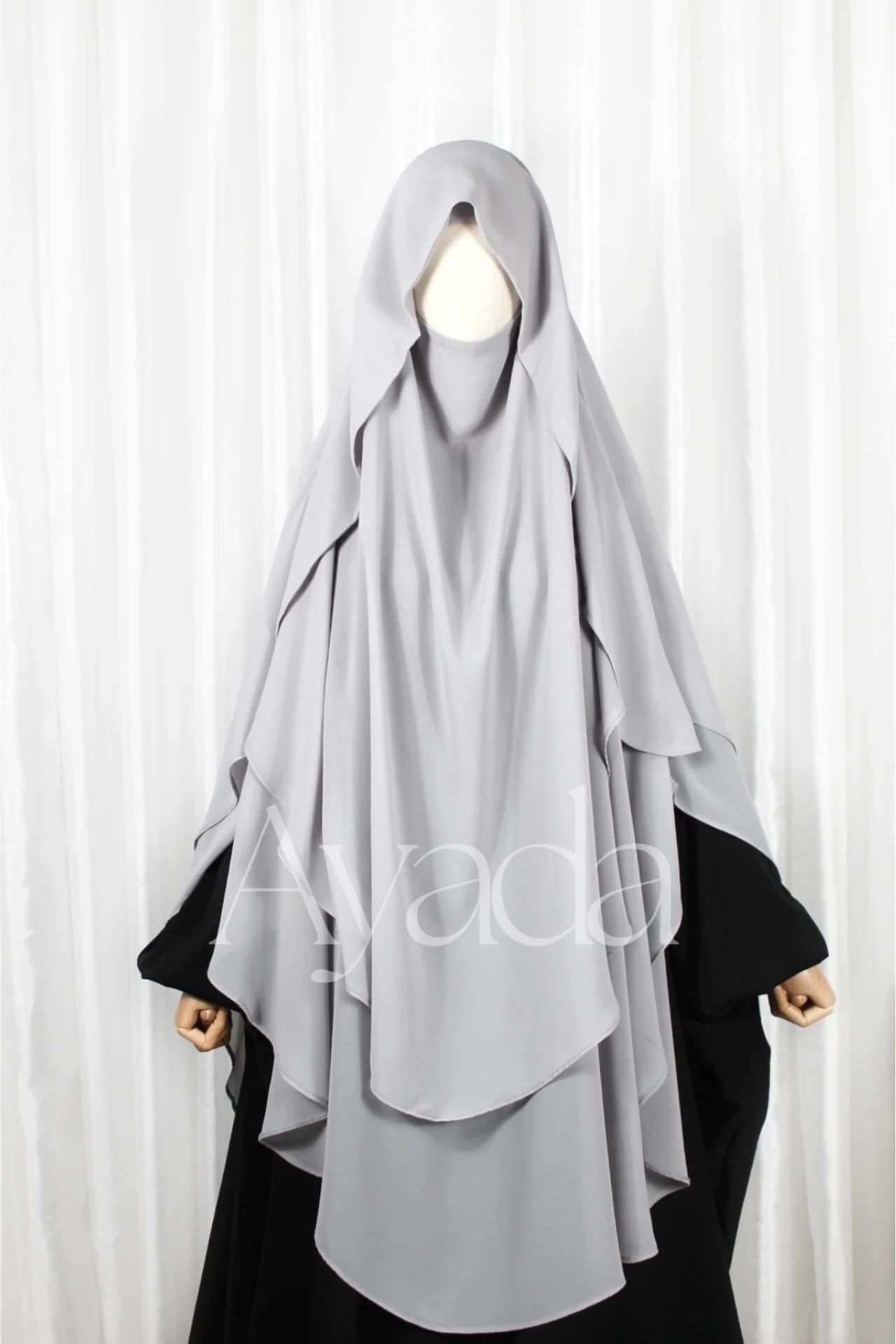 Khimar 2 voiles arrondi Mousseline - Image 35