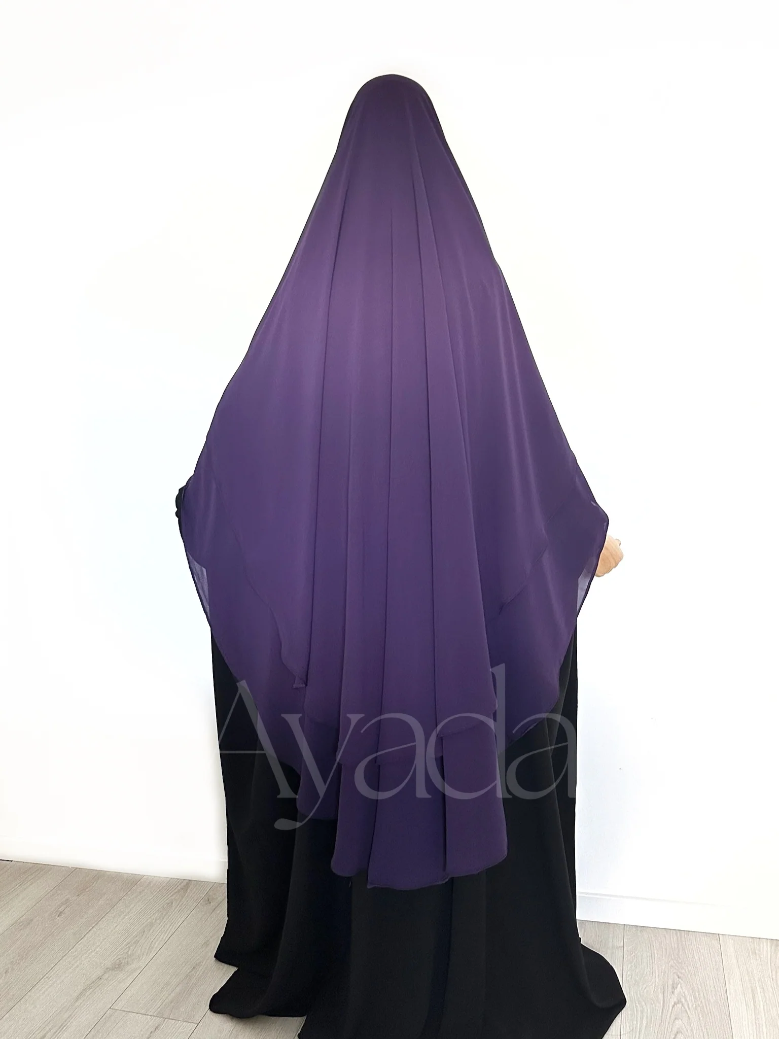 Khimar 2 voiles arrondi Mousseline - Image 5
