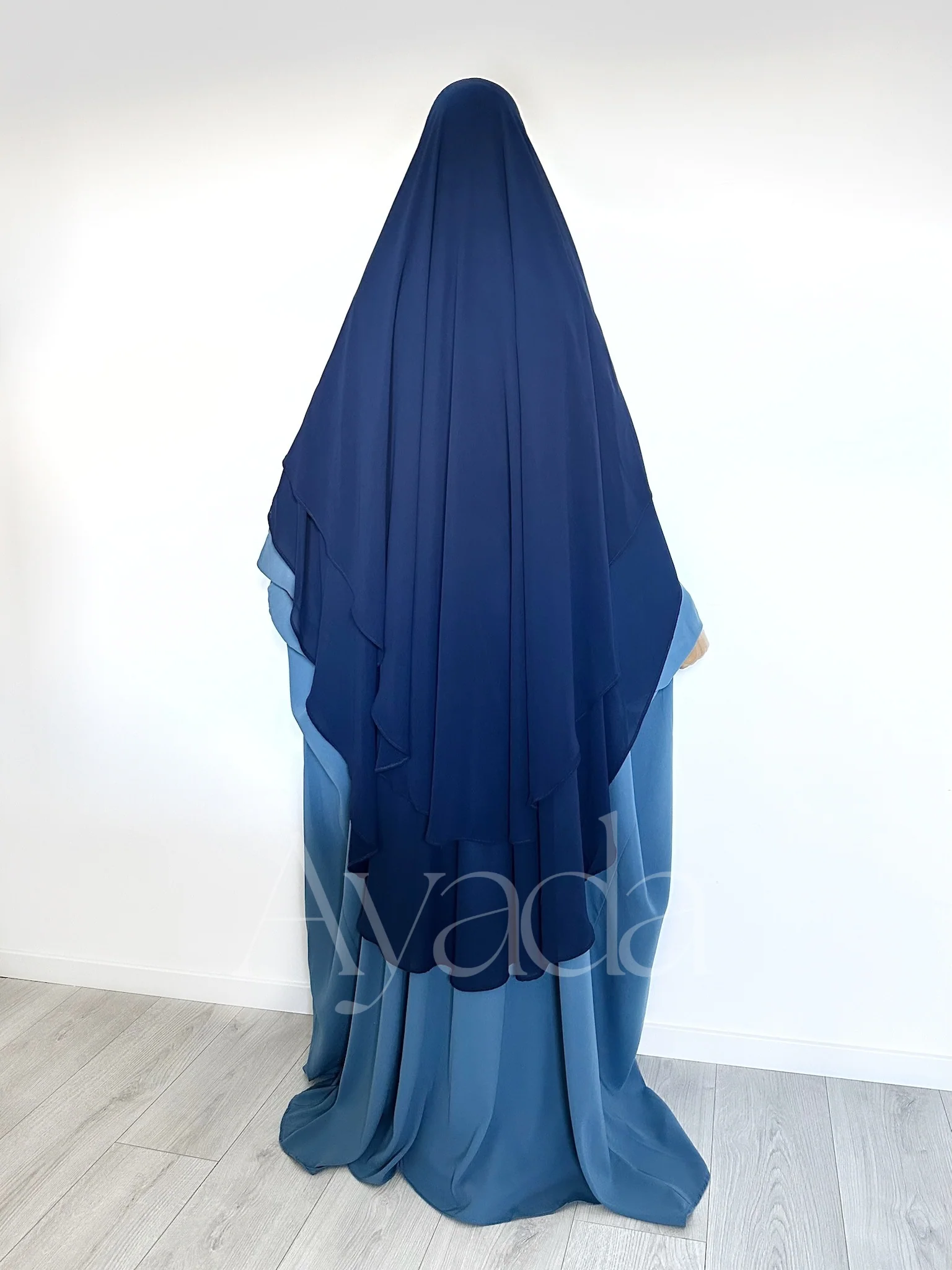 Khimar 2 voiles arrondi Mousseline - Image 6