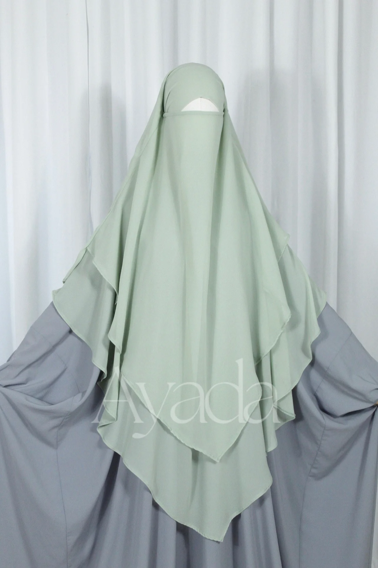 Khimar 2 voiles pointu Mousseline - Image 24